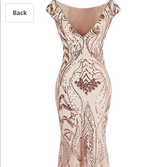 Blush Formal Dress with Rose Gold Sequins - Picture 6 of 6
